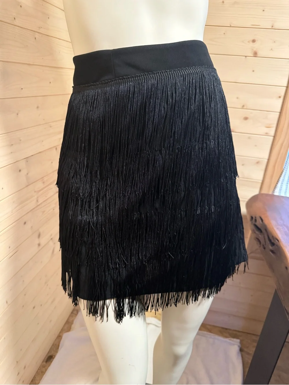 SHEIN Black Fringe Mini Skirt